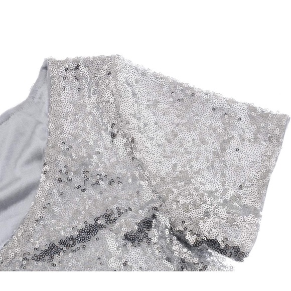Silver sequin dress.  Worn once.  Size L - Picture 9 of 10